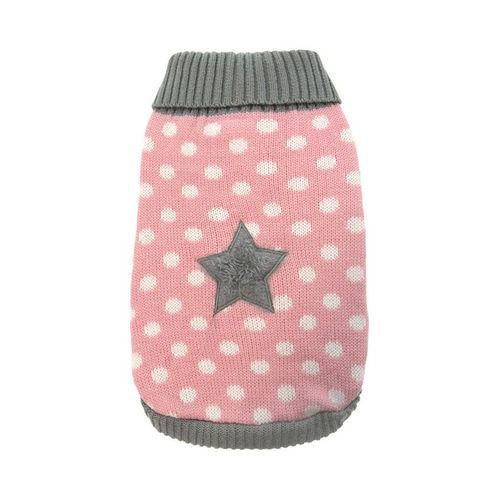 Stickad Hundtröja - Pink Star / 30 cm