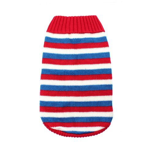 Stickad Hundtröja - Red, White & Blue Striped / 40 cm