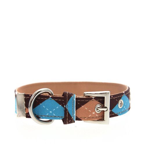 Urban Pup Halsband - Brown & Blue Argyle / L