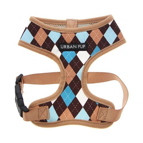Urban Pup Harness - Brown & Blue Argyle / XL