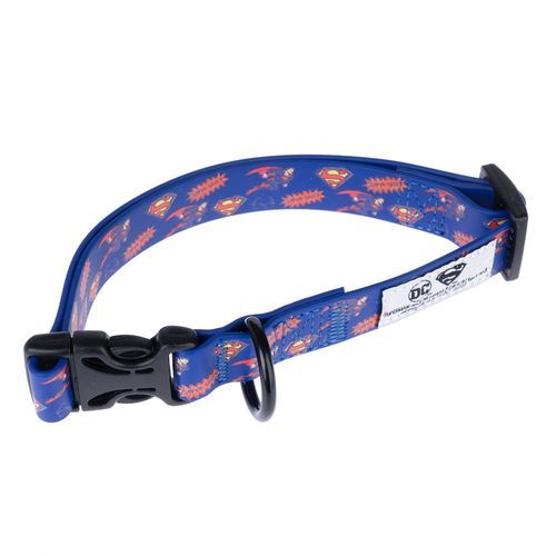 DC Superman halsband, blått - Storlek M: 30 - 46 cm halsomkrets, 20 mm brett
