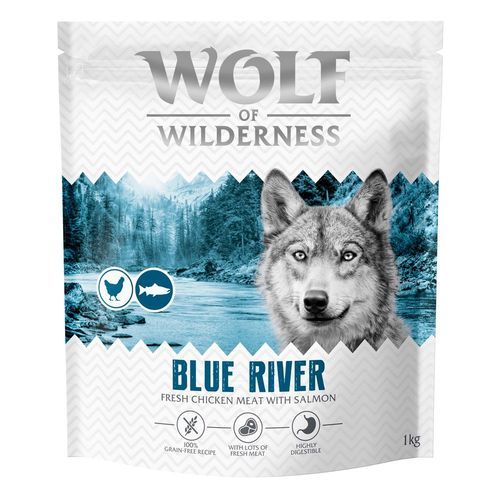 Wolf of Wilderness Adult "Blue River" lax & färsk kyckling - spannmålsfritt - 1 kg nytt recept