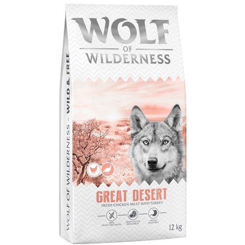 Wolf of Wilderness Adult "Great Desert" kalkon & färskt kycklingkött - spannmålsfritt - 12 kg nytt recept