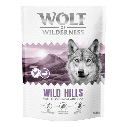 Wolf of Wilderness Adult "Wild Hills" anka & färsk kyckling - spannmålsfritt - 400 g nytt recept