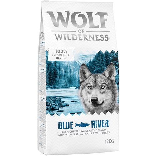 Ekonomipack: 2 x 12 kg Wolf of Wilderness hundmat - Blue River - Salmon