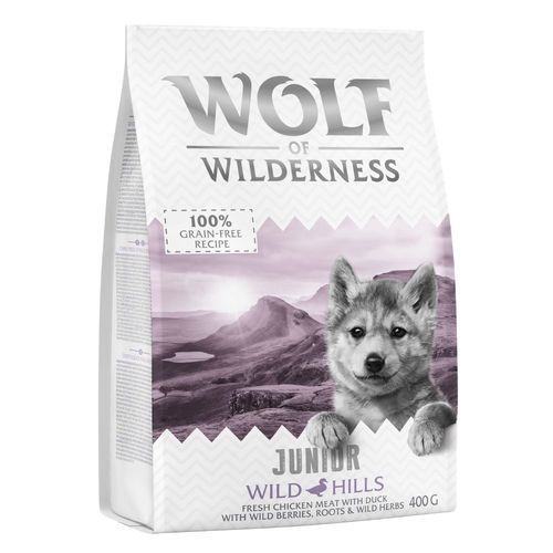 Prova-på-pris! Wolf of Wilderness torrfoder för hund! - Junior Wild Hills - Duck (400 g)