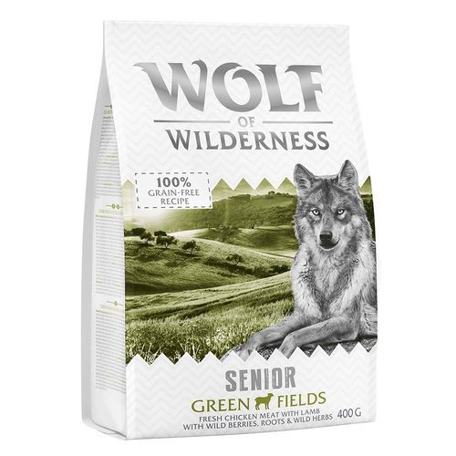 Prova-på-pris! Wolf of Wilderness torrfoder för hund! - Senior Green Fields - Lamb (400 g)