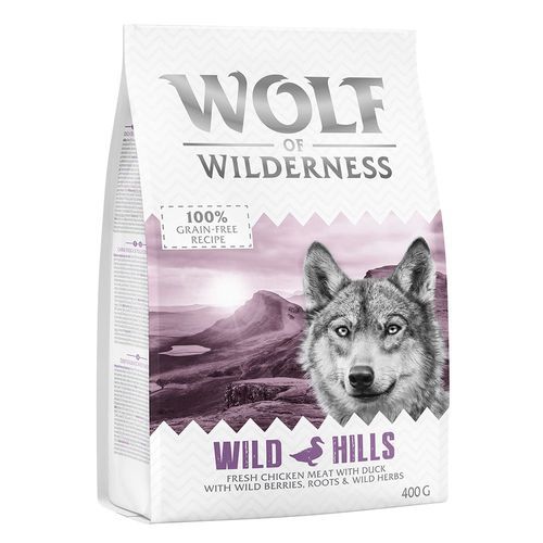 Prova-på-pris! Wolf of Wilderness torrfoder för hund! - Wild Hills - Duck (400 g)