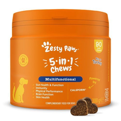 Zesty Paws 5-i-1 Chews kalkon - 90 tuggtabletter
