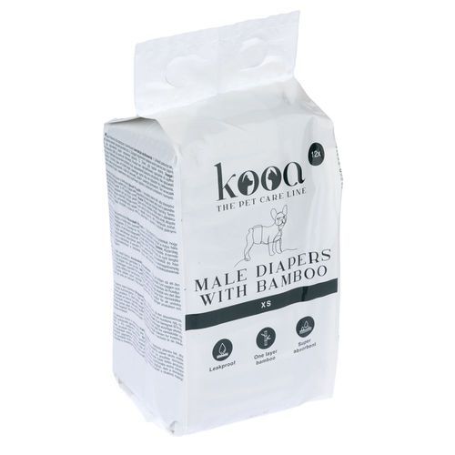 kooa blöjor med bambu för hanhundar - Storlek XS: 20 - 26 cm, 12 st