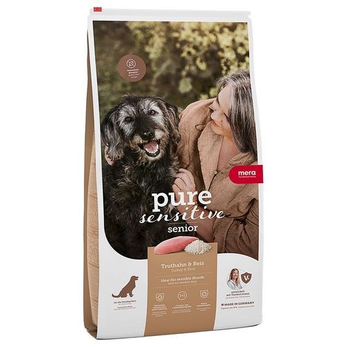 Ekonomipack: 2 x 12,5 kg MERA pure sensitive hundfoder - pure sensitive Senior Kalkon & ris
